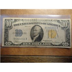 1934-A $10 AFRICA SILVER CERTIFICATE GOLD SEAL