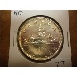 1952 CANADA SILVER DOLLAR AU