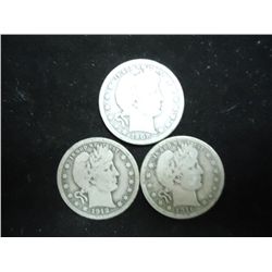 1908-O,1912 & 1916-D BARBER QUARTERS
