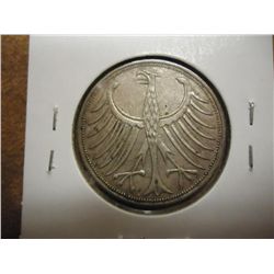 1951-F GERMAN SILVER 5 MARKS
