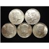 Image 1 : 5 ASSORTED 40% SILVER KENNEDY HALF DOLLARS