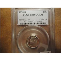 1990-S ROOSEVELT DIME PCGS PR69 DCAM