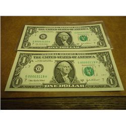 2-2003-A $1 FRN'S LOW CONSECUTIVE SERIAL 'S (UNC)