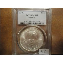 1998-S RFK SILVER DOLLAR PCGS MS69