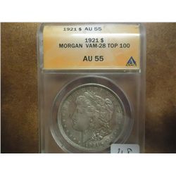 1921 MORGAN SILVER DOLLAR ANACS AU55 VAM-28