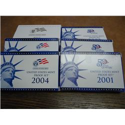 2001,02,03,04,06 & 07 US PROOF SETS WITH BOXES