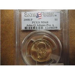 2008-P ADAMS DOLLAR PCGS MS68 SATIN FINISH
