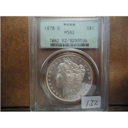 1878-S MORGAN SILVER DOLLAR PCGS MS62