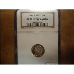 2001-S SILVER ROOSEVELT DIME NGC PF69 ULTRA CAMEO