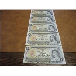 5-1973 CANADA $1 BILLS CRISP UNC