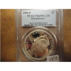 1990-P EISENHOWER CENTENNIAL SILVER DOLLAR PCGS PR