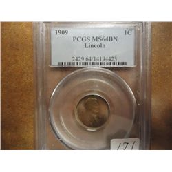 1909 LINCOLN CENT PCGS MS64BN