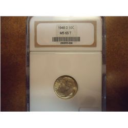 1948-D SILVER ROOSEVELT DIME NGC MS65T