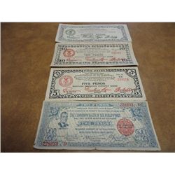 2,5,10 & 20 PESOS WWII PHILIPINNES GUERRILLA MONEY