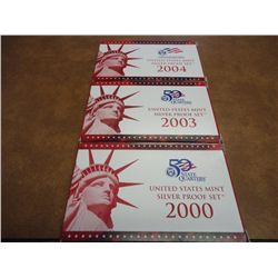 2000,03 & 04 US SILVER PROOF SETS (WITH BOXES)