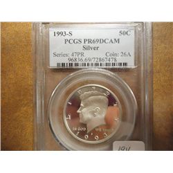 1993-S SILVER KENNEDY HALF DOLLAR PCGS PR69 DCAM