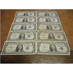 10-$1 SILVER CERTIFICATES 4-1957 & 6-1957-A