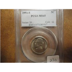 1951-S JEFFERSON NICKEL PCGS MS65