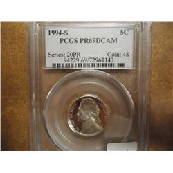 1994-S JEFFERSON NICKEL PCGS PR69 DCAM