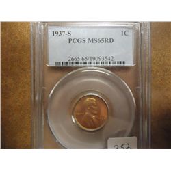 1937-S LINCOLN CENT PCGS MS65RD