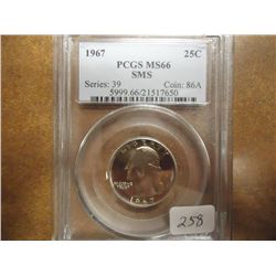 1967 SMS WASHINGTON QUARTER PCGS MS66