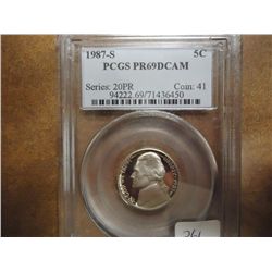 1987-S JEFFERSON NICKEL PCGS PR69DCAM