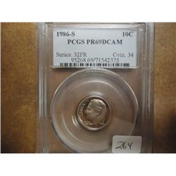 1986-S ROOSEVELT DIME PCGS PR69 DCAM