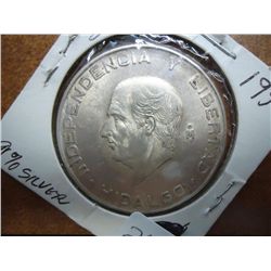 1957 MEXICO SILVER 5 PESOS .4178 AVERAGE SILVER