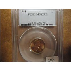 1958 LINCOLN CENT PCGS MS65RD