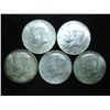 Image 1 : 5 ASSORTED 40% SILVER KENNEDY HALF DOLLARS