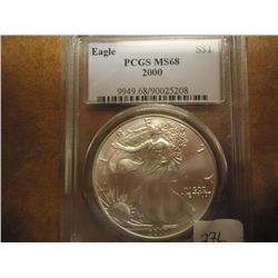 2000 AMERICAN SILVER EAGLE PCGS MS68