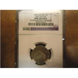 1626 AUSTRIA 3 KREUZER GRAZ KM-626 NGC FINE