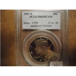 1987-S KENNEDY HALF DOLLAR PCGS PR69 DCAM