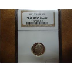 1995-S SILVER ROOSEVELT DIME NGC PF69 ULTRA CAMEO