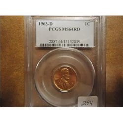 1963-D LINCOLN CENT PCGS MS64RD