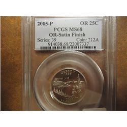 2005-P OREGON QUARTER PCGS MS68 SATIN FINISH