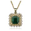Image 1 : 14KT Yellow Gold 5.19ct Emerald and Diamond Pendant With Chain