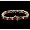 Image 2 : 14KT Yellow Gold 17.64ctw Ruby and Diamond Bracelet