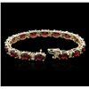 Image 3 : 14KT Yellow Gold 17.64ctw Ruby and Diamond Bracelet