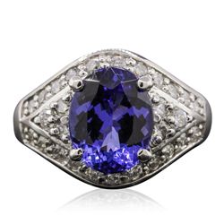 14KT White Gold 3.28ct Tanzanite and Diamond Ring