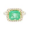 Image 1 : 14KT Yellow Gold 3.47ct Emerald and Diamond Ring