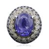 Image 1 : 14KT White Gold 10.04ct Tanzanite, Sapphire and Diamond Ring