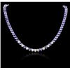 Image 1 : 14KT White Gold 49.64ctw Tanzanite and Diamond Necklace