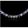 Image 2 : 14KT White Gold 49.64ctw Tanzanite and Diamond Necklace