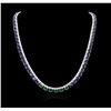 Image 1 : 14KT White Gold 57.60ctw Sapphire, Emerald and Diamond Necklace