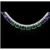 Image 2 : 14KT White Gold 57.60ctw Sapphire, Emerald and Diamond Necklace