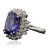 Image 2 : 14KT White Gold 7.79ct Tanzanite and Diamond Ring