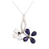 Image 2 : 14KT White Gold 4.80ctw Sapphire and Diamond Pendant With Chain