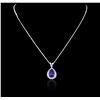 Image 1 : 14KT White Gold 7.16ct Tanzanite and Diamond Pendant With Chain