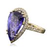 Image 2 : 14KT Yellow Gold GIA Certified 8.69ct Tanzanite and Diamond Ring